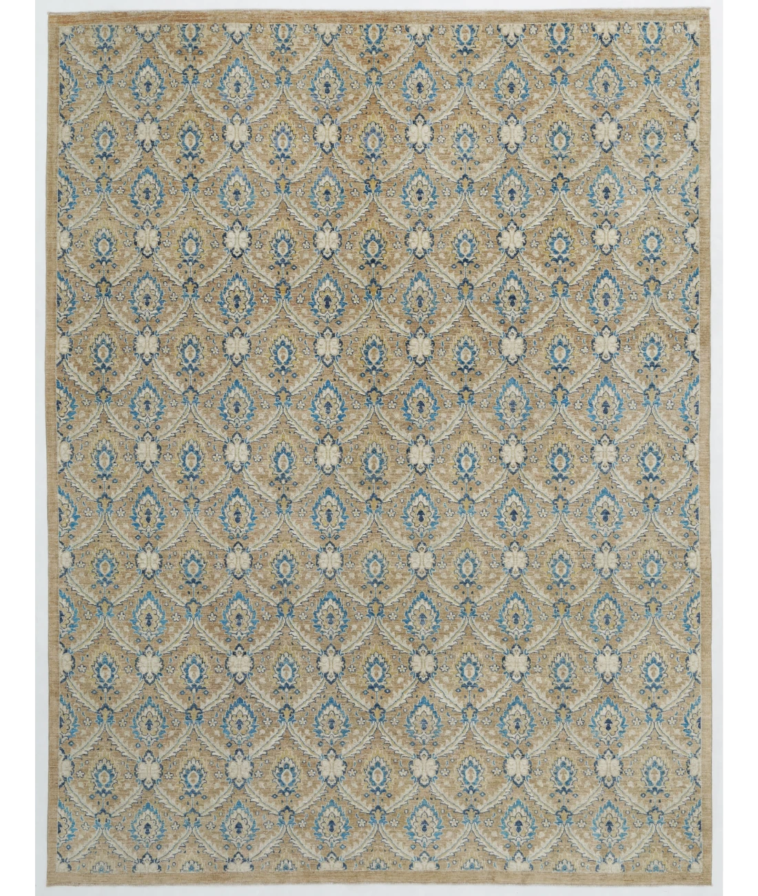 Hand Knotted Ziegler Wool Rug 8' 10" X 11' 9" 8' 10" X 11' 9" (269 X 358) / Taupe / Ivory