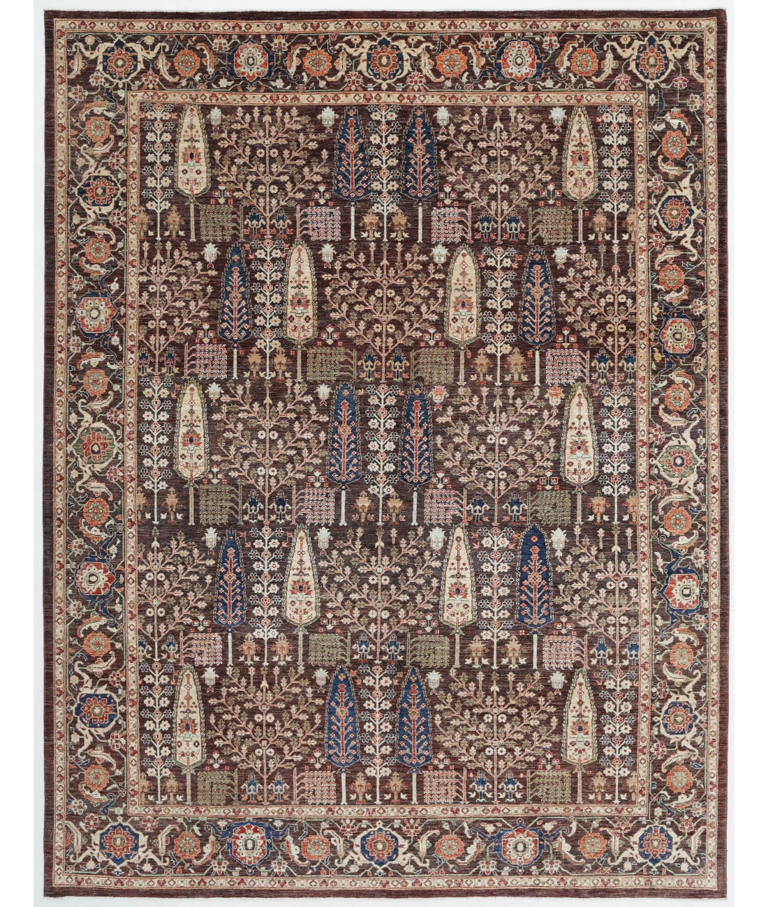Hand Knotted Ziegler Wool Rug 9' 0" X 11' 8" 9' 0" X 11' 8" (274 X 356) / Brown / Ivory