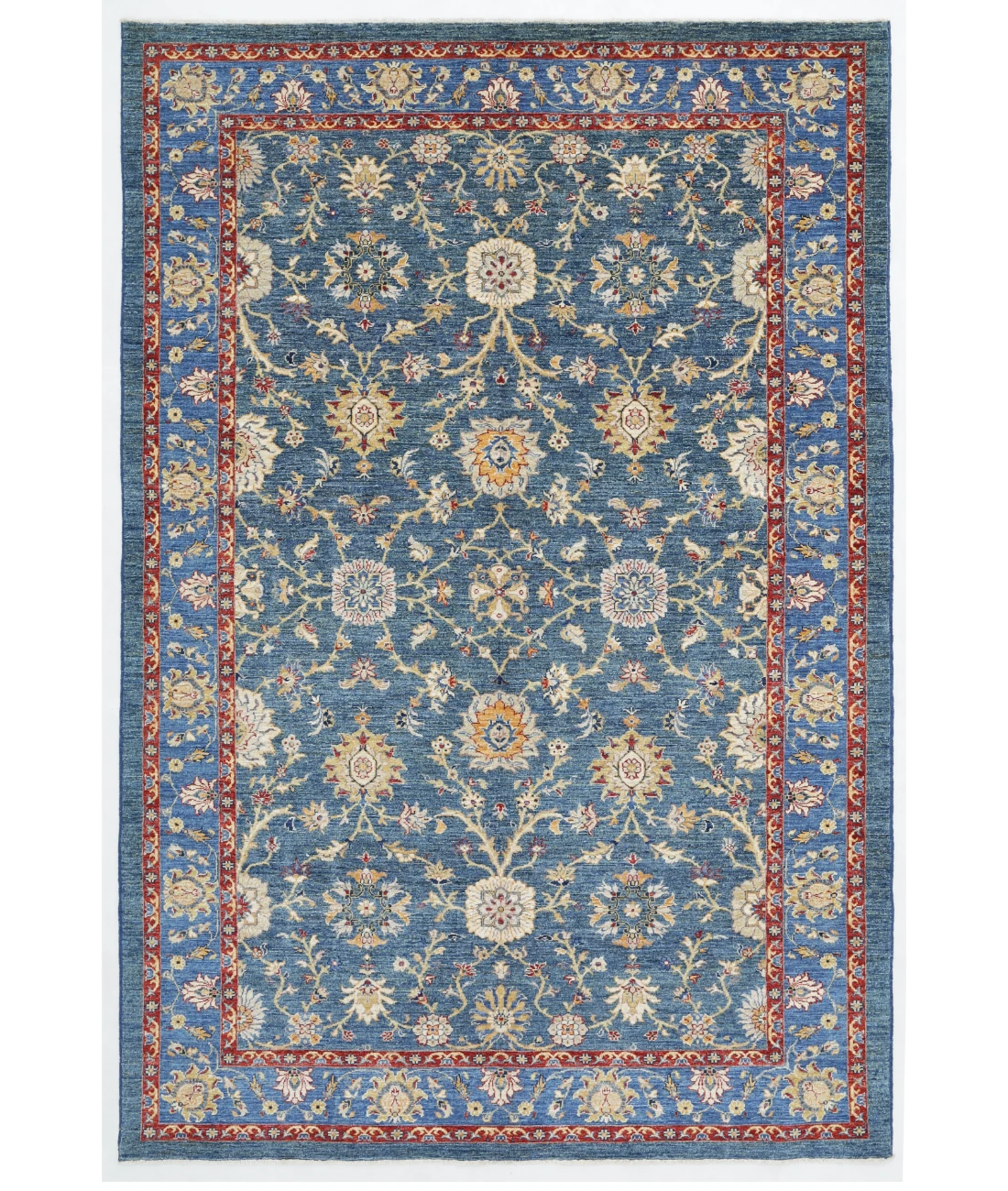 Hand Knotted Ziegler Wool Rug 6' 6" X 9' 8" 6' 6" X 9' 8" (198 X 295) / Blue / Red