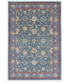 Hand Knotted Ziegler Wool Rug 6' 6" X 9' 8" 6' 6" X 9' 8" (198 X 295) / Blue / Red