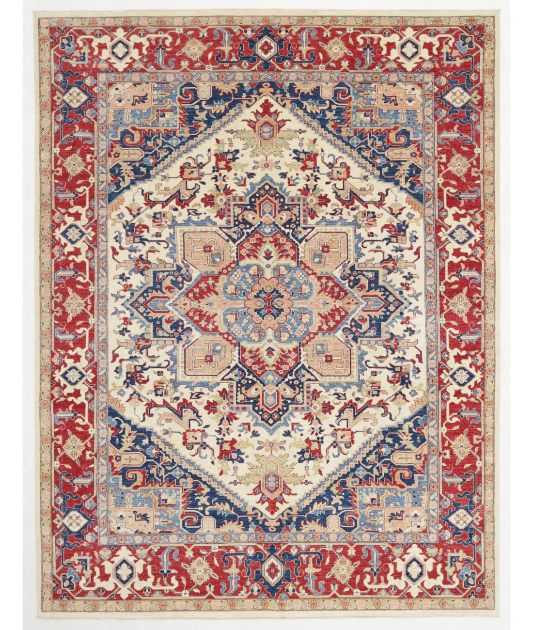 Hand Knotted Ziegler Wool Rug 9' 11" X 13' 0" 9' 11" X 13' 0" (302 X 396) / Ivory / Red