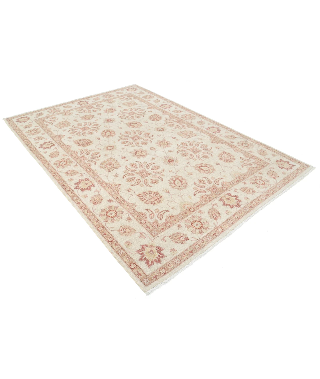 Hand Knotted Ziegler Wool Rug 6' 2" X 8' 10" 6' 2" X 8' 10" (188 X 269) / Ivory / Ivory