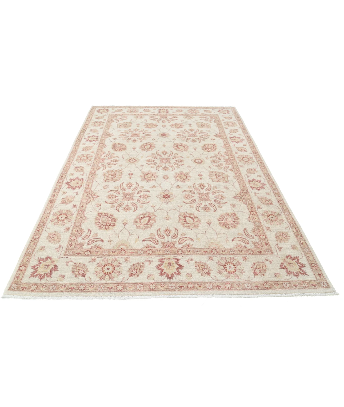 Hand Knotted Ziegler Wool Rug 6' 2" X 8' 10" 6' 2" X 8' 10" (188 X 269) / Ivory / Ivory