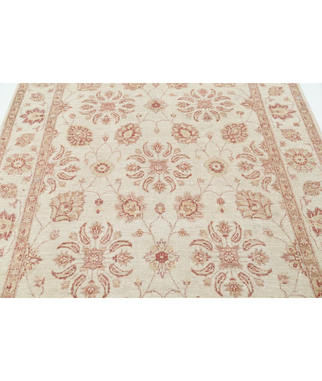 Hand Knotted Ziegler Wool Rug 6' 2" X 8' 10" 6' 2" X 8' 10" (188 X 269) / Ivory / Ivory