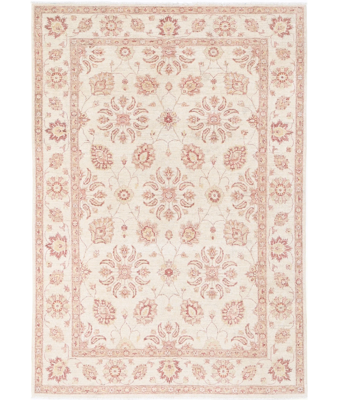 Hand Knotted Ziegler Wool Rug 6' 2" X 8' 10" 6' 2" X 8' 10" (188 X 269) / Ivory / Ivory