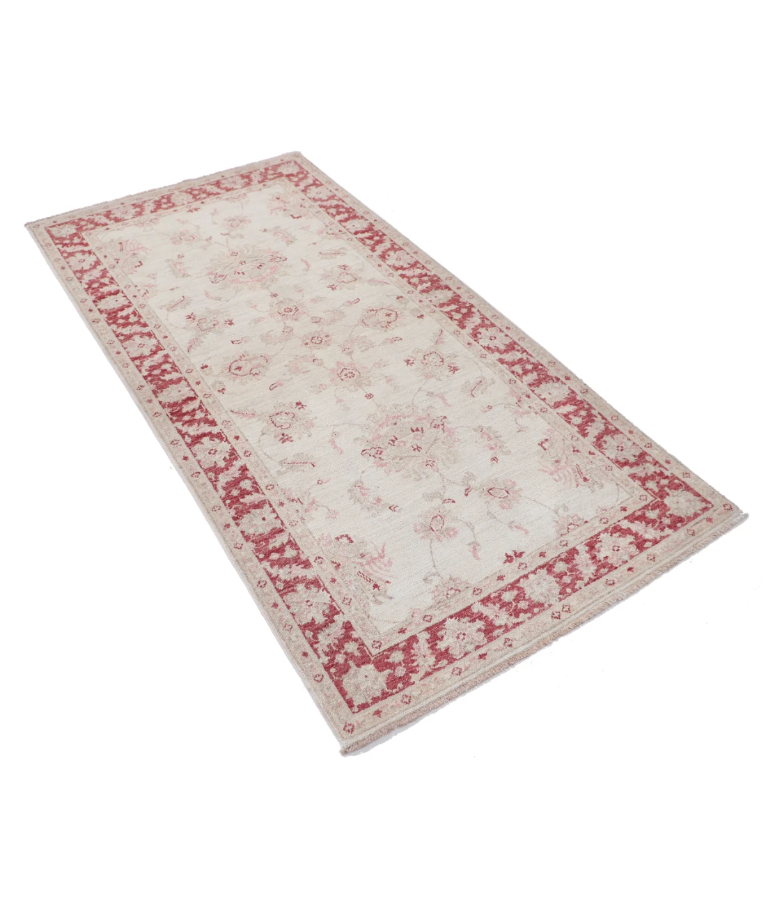 Hand Knotted Ziegler Wool Rug 3' 3" X 6' 5" 3' 3" X 6' 5" (99 X 196) / Ivory / Red