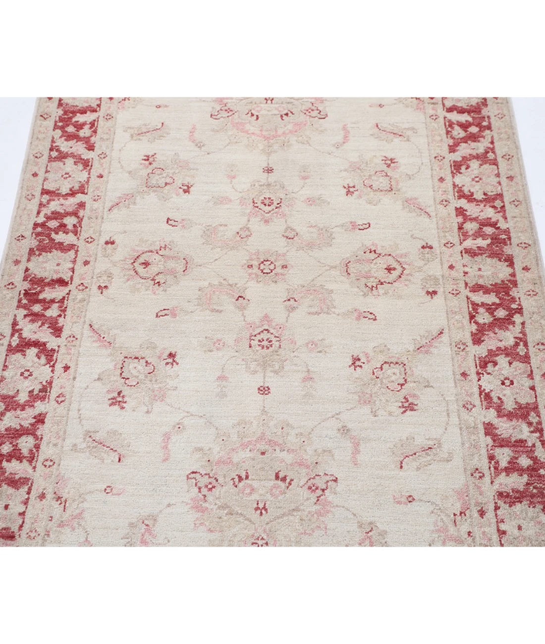 Hand Knotted Ziegler Wool Rug 3' 3" X 6' 5" 3' 3" X 6' 5" (99 X 196) / Ivory / Red