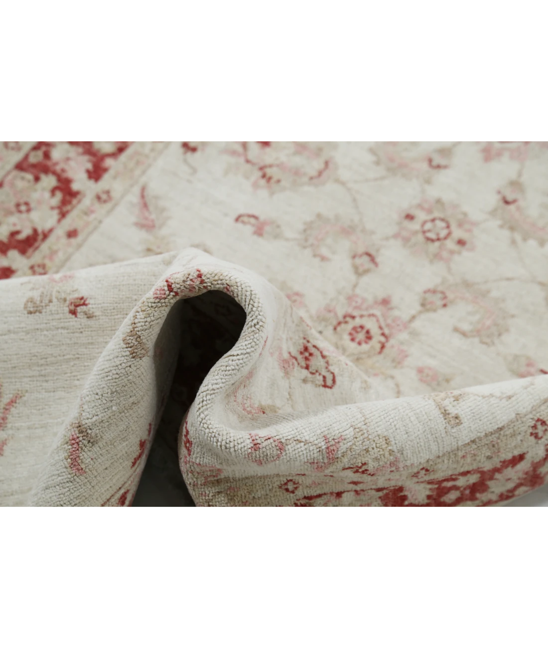 Hand Knotted Ziegler Wool Rug 3' 3" X 6' 5" 3' 3" X 6' 5" (99 X 196) / Ivory / Red