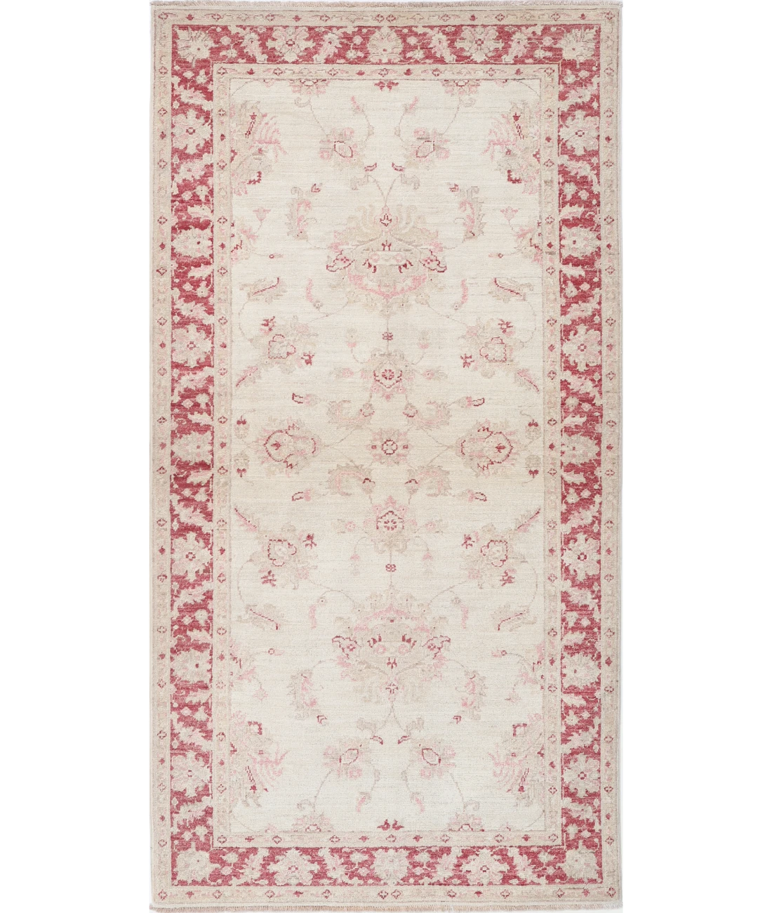 Hand Knotted Ziegler Wool Rug 3' 3" X 6' 5" 3' 3" X 6' 5" (99 X 196) / Ivory / Red