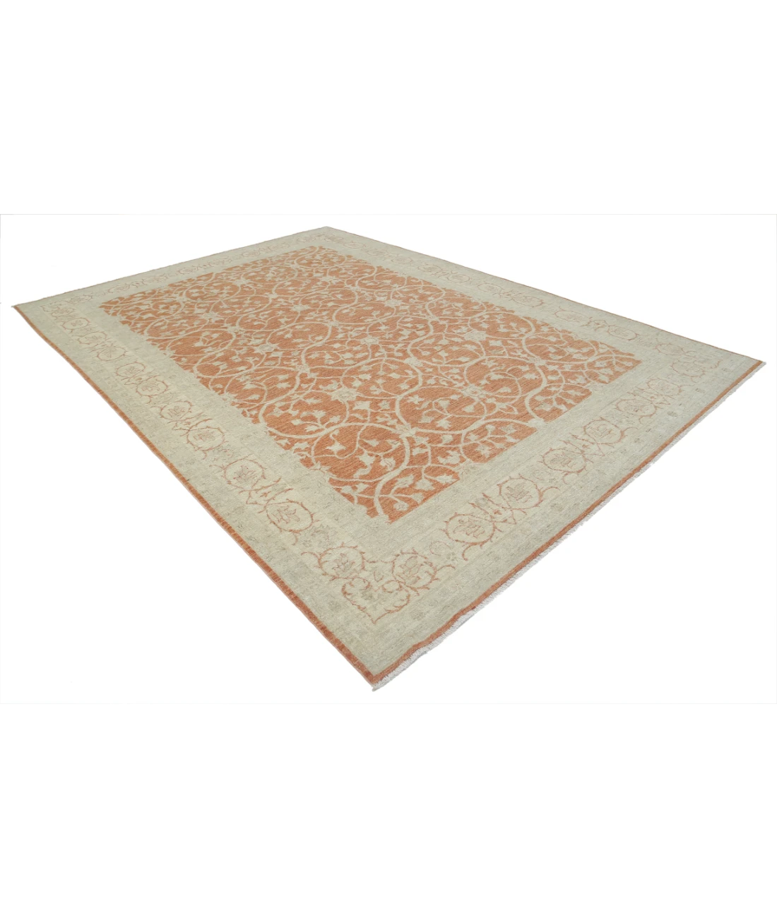 Hand Knotted Ziegler Wool Rug 8' 0" X 11' 2" 8' 0" X 11' 2" (244 X 340) / Orange / Ivory