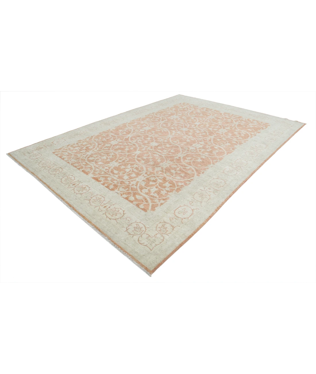 Hand Knotted Ziegler Wool Rug 8' 0" X 11' 2" 8' 0" X 11' 2" (244 X 340) / Orange / Ivory
