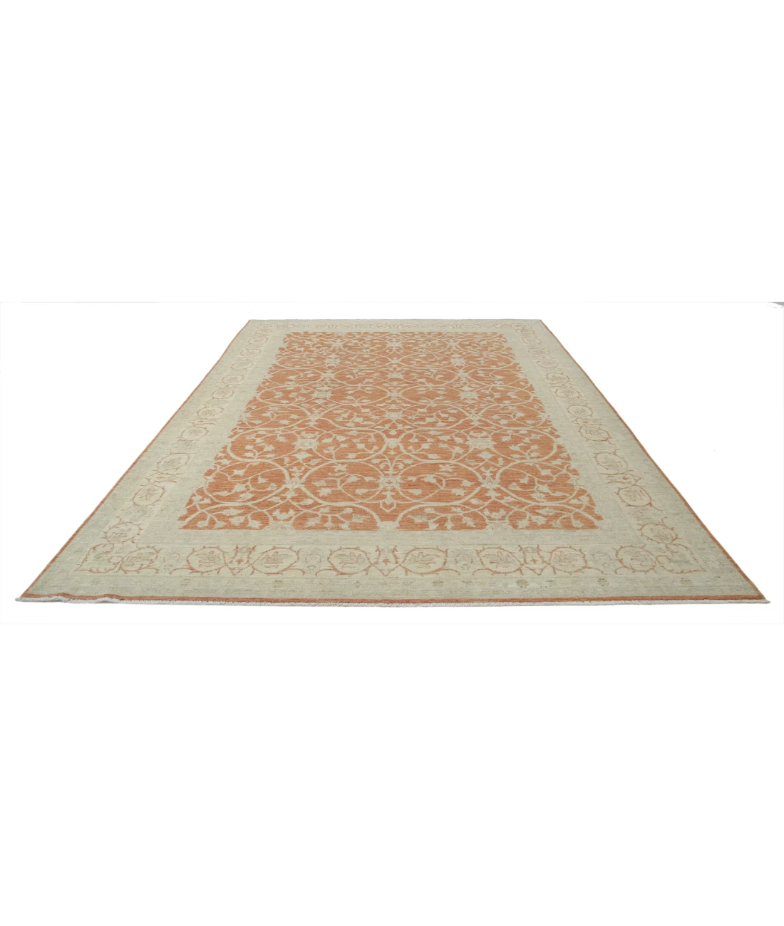 Hand Knotted Ziegler Wool Rug 8' 0" X 11' 2" 8' 0" X 11' 2" (244 X 340) / Orange / Ivory