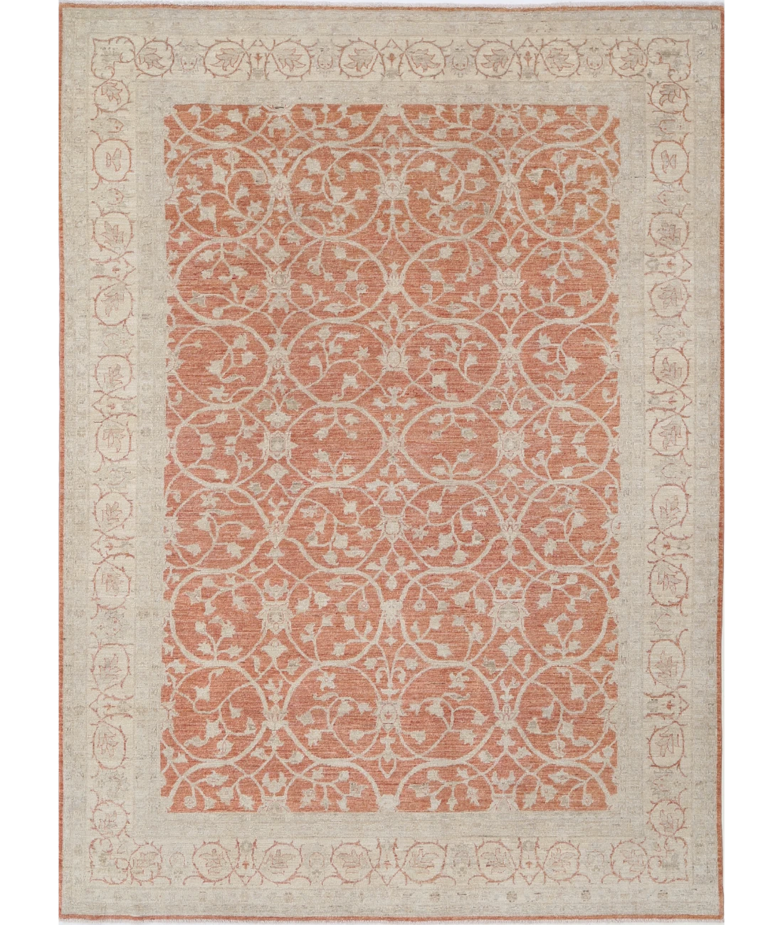 Hand Knotted Ziegler Wool Rug 8' 0" X 11' 2" 8' 0" X 11' 2" (244 X 340) / Orange / Ivory