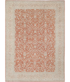Hand Knotted Ziegler Wool Rug 8' 0" X 11' 2" 8' 0" X 11' 2" (244 X 340) / Orange / Ivory