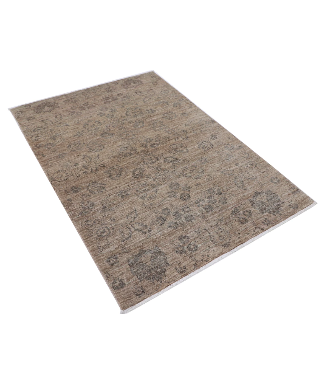 Hand Knotted Ziegler Wool Rug 4' 0" X 5' 7" 4' 0" X 5' 7" (122 X 170) / Brown / Brown