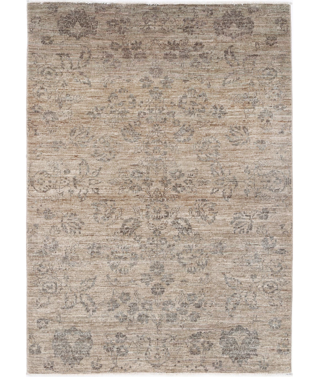 Hand Knotted Ziegler Wool Rug 4' 0" X 5' 7" 4' 0" X 5' 7" (122 X 170) / Brown / Brown