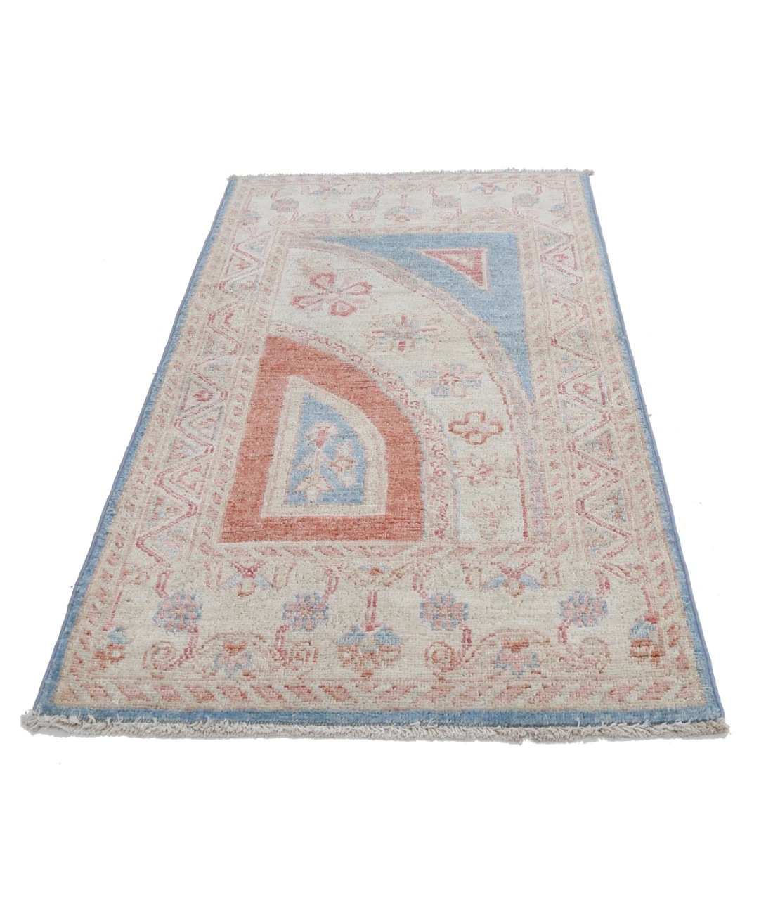 Hand Knotted Ziegler Wool Rug 2' 1" X 3' 11" 2' 1" X 3' 11" (63 X 119) / Blue / Ivory