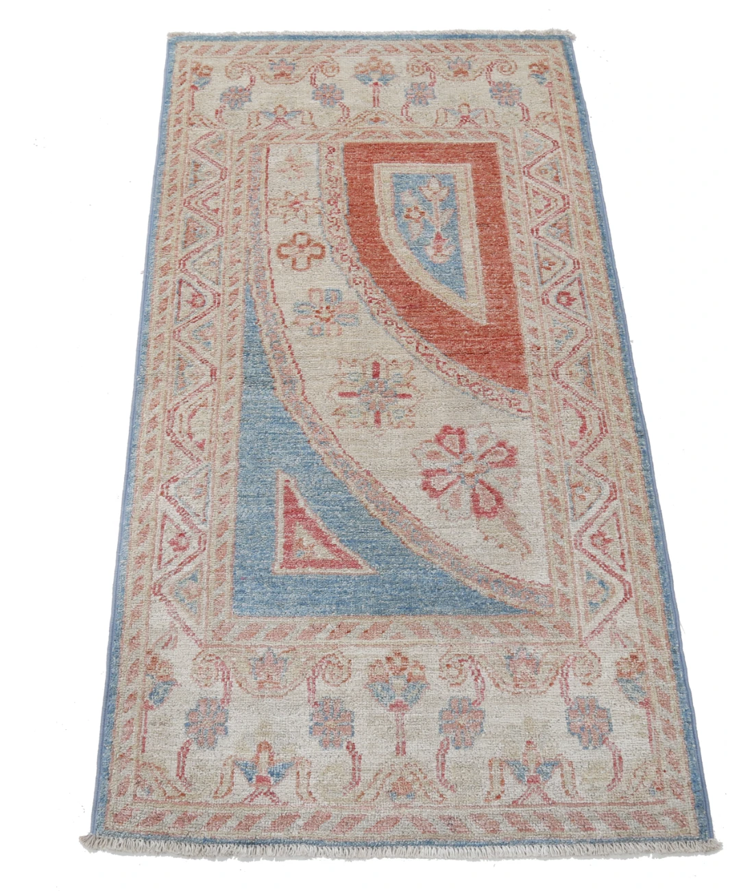 Hand Knotted Ziegler Wool Rug 2' 1" X 3' 11" 2' 1" X 3' 11" (63 X 119) / Blue / Ivory