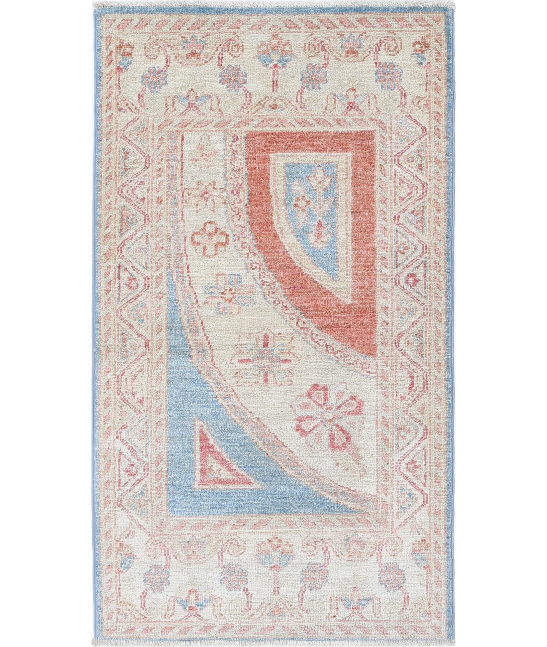 Hand Knotted Ziegler Wool Rug 2' 1" X 3' 11" 2' 1" X 3' 11" (63 X 119) / Blue / Ivory