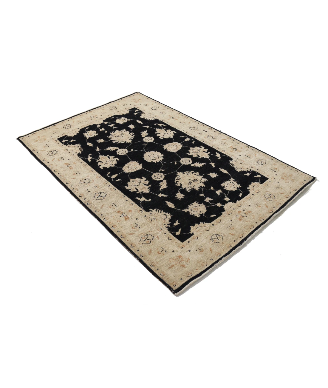 Hand Knotted Ziegler Wool Rug 3' 11" X 6' 0" 3' 11" X 6' 0" (119 X 183) / Black / Ivory