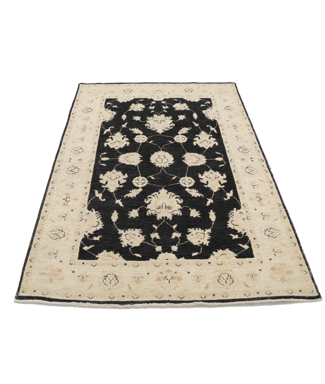 Hand Knotted Ziegler Wool Rug 3' 11" X 6' 0" 3' 11" X 6' 0" (119 X 183) / Black / Ivory