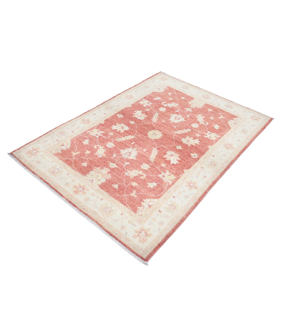 Hand Knotted Ziegler Wool Rug 4' 0" X 5' 9" 4' 0" X 5' 9" (122 X 175) / Orange / Ivory