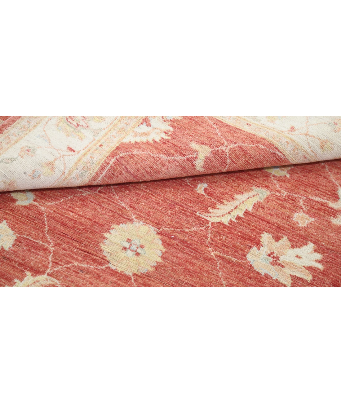 Hand Knotted Ziegler Wool Rug 4' 0" X 5' 9" 4' 0" X 5' 9" (122 X 175) / Orange / Ivory
