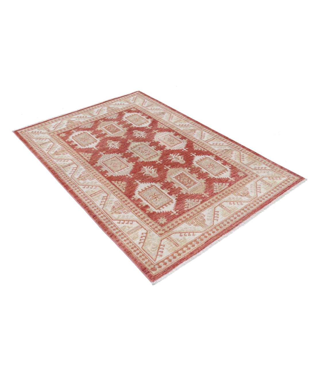 Hand Knotted Ziegler Wool Rug 4' 2" X 6' 0" 4' 2" X 6' 0" (127 X 183) / Rust / Ivory