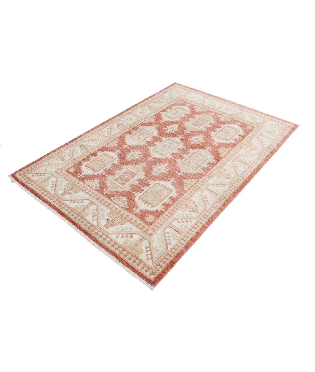 Hand Knotted Ziegler Wool Rug 4' 2" X 6' 0" 4' 2" X 6' 0" (127 X 183) / Rust / Ivory