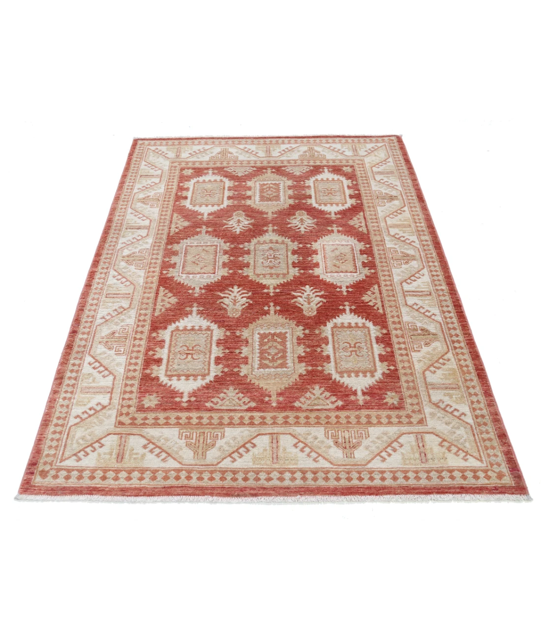 Hand Knotted Ziegler Wool Rug 4' 2" X 6' 0" 4' 2" X 6' 0" (127 X 183) / Rust / Ivory