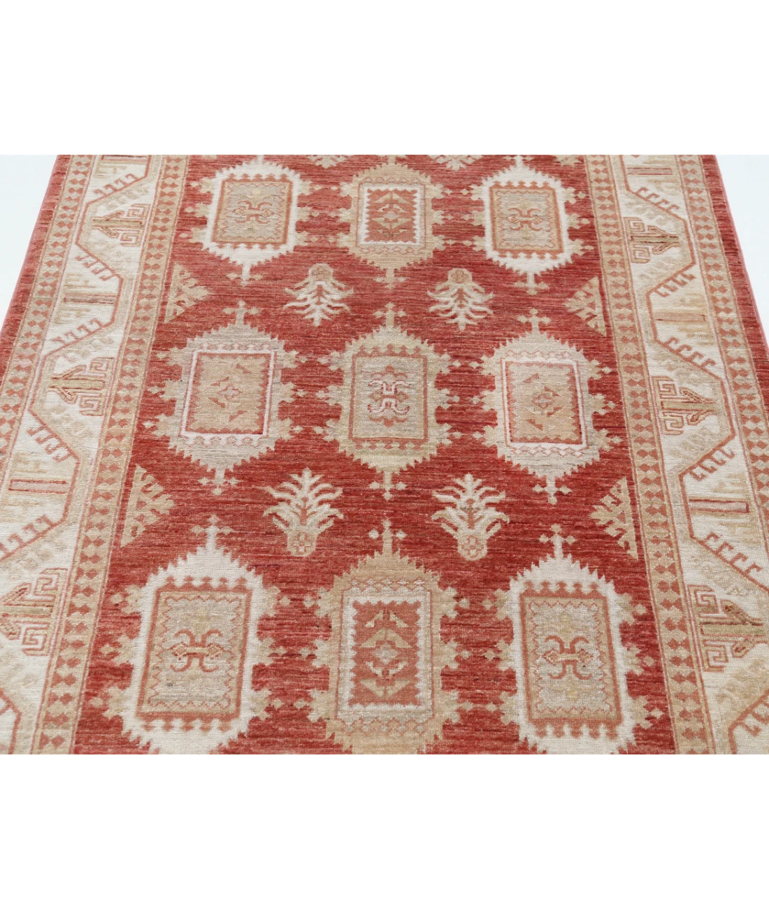 Hand Knotted Ziegler Wool Rug 4' 2" X 6' 0" 4' 2" X 6' 0" (127 X 183) / Rust / Ivory
