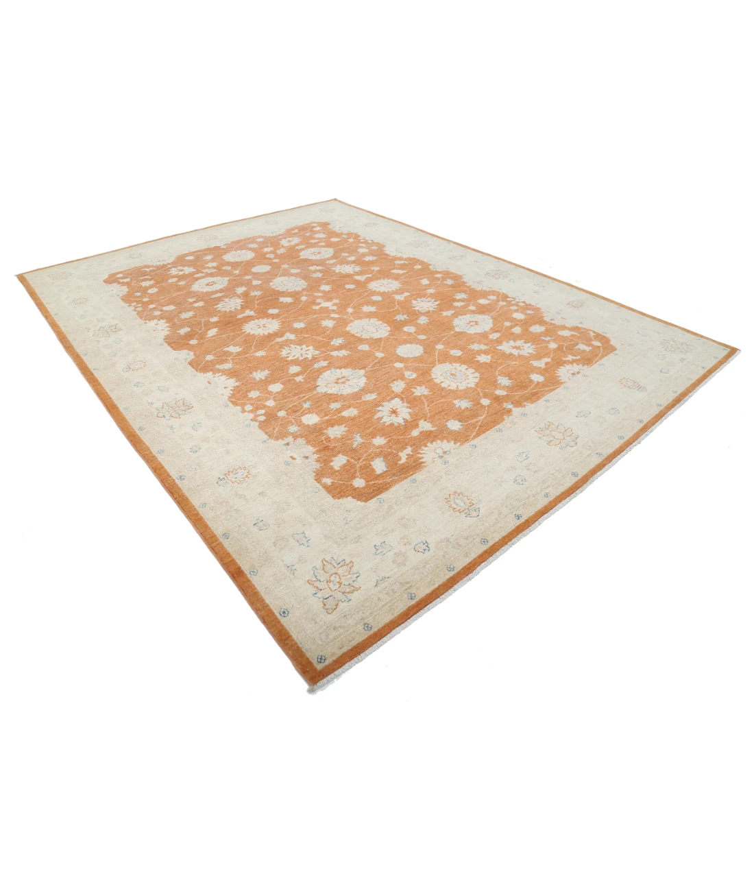 Hand Knotted Ziegler Wool Rug 9' 1" X 11' 9" 9' 1" X 11' 9" (277 X 358) / Orange / Ivory