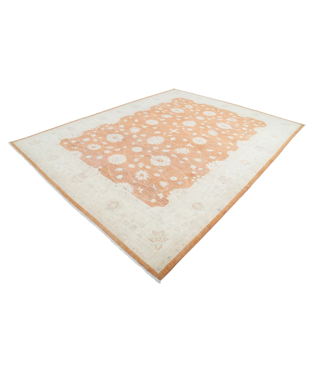 Hand Knotted Ziegler Wool Rug 9' 1" X 11' 9" 9' 1" X 11' 9" (277 X 358) / Orange / Ivory