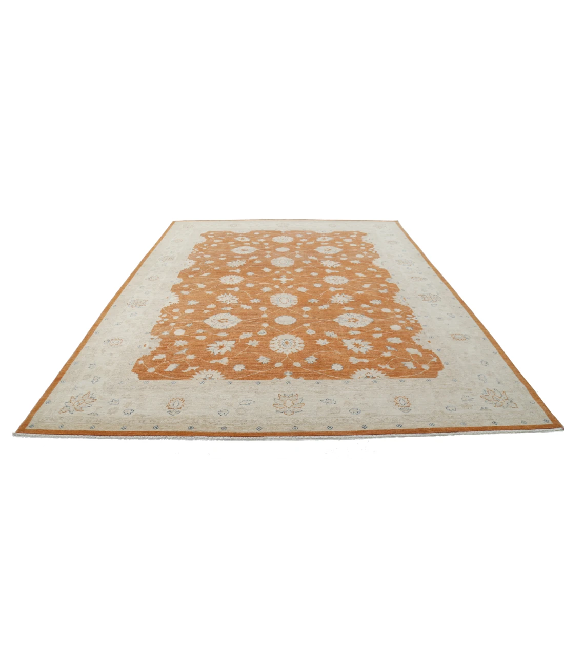 Hand Knotted Ziegler Wool Rug 9' 1" X 11' 9" 9' 1" X 11' 9" (277 X 358) / Orange / Ivory