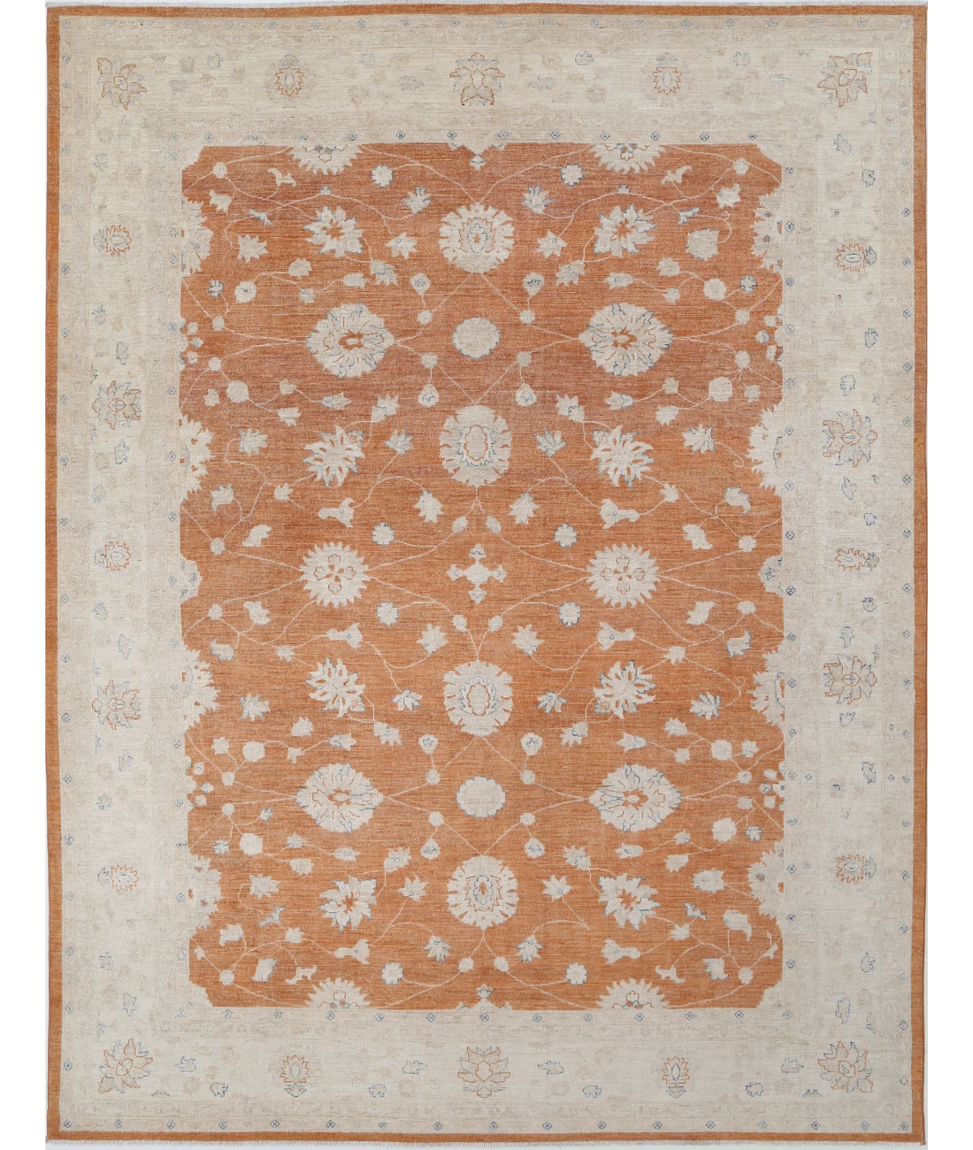 Hand Knotted Ziegler Wool Rug 9' 1" X 11' 9" 9' 1" X 11' 9" (277 X 358) / Orange / Ivory
