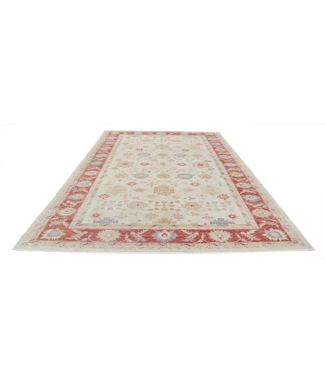 Hand Knotted Ziegler Wool Rug 8' 0" X 10' 10" 8' 0" X 10' 10" (244 X 330) / Ivory / Red