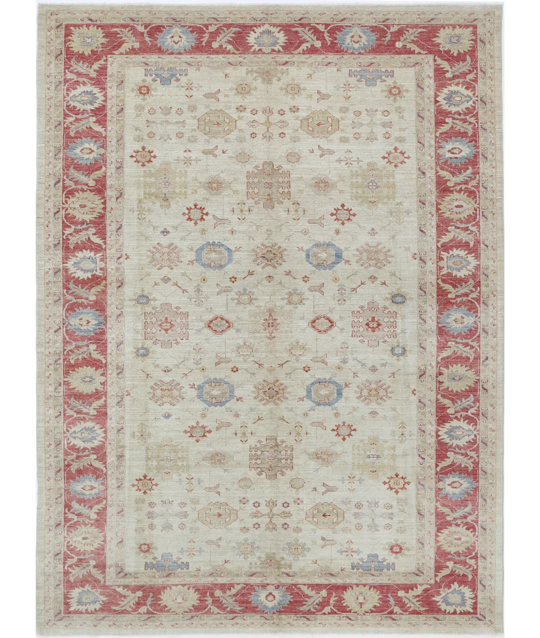 Hand Knotted Ziegler Wool Rug 8' 0" X 10' 10" 8' 0" X 10' 10" (244 X 330) / Ivory / Red