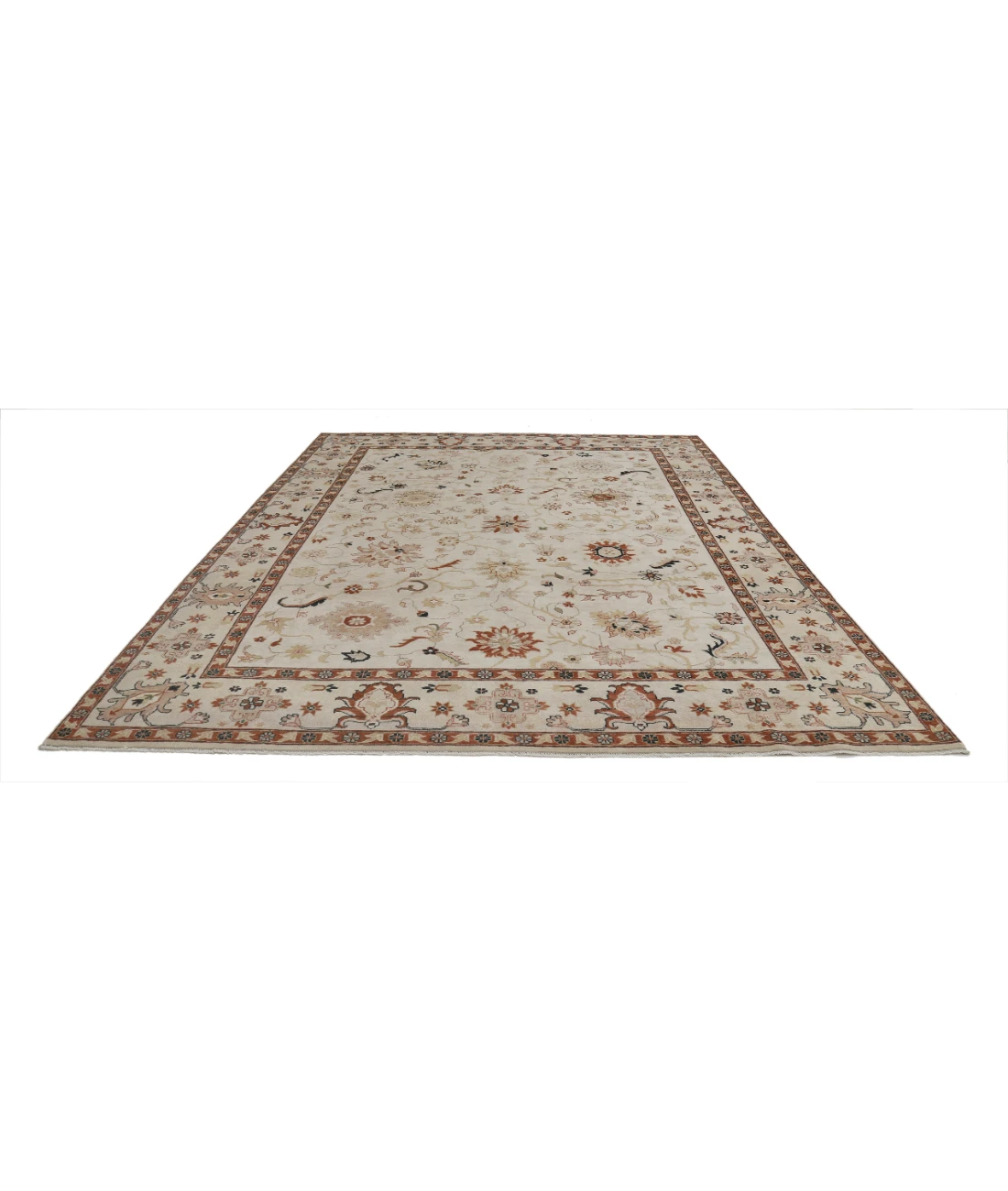 Hand Knotted Ziegler Wool Rug 9' 0" X 11' 11" 9' 0" X 11' 11" (274 X 363) / Ivory / Ivory