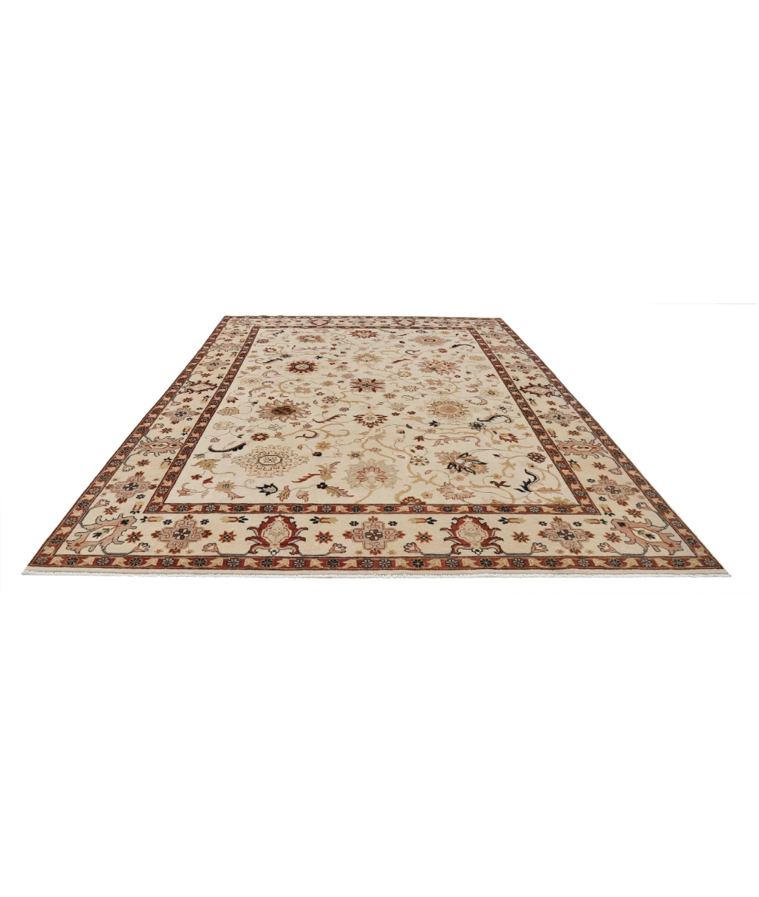 Hand Knotted Ziegler Wool Rug 9' 0" X 11' 11" 9' 0" X 11' 11" (274 X 363) / Ivory / Ivory