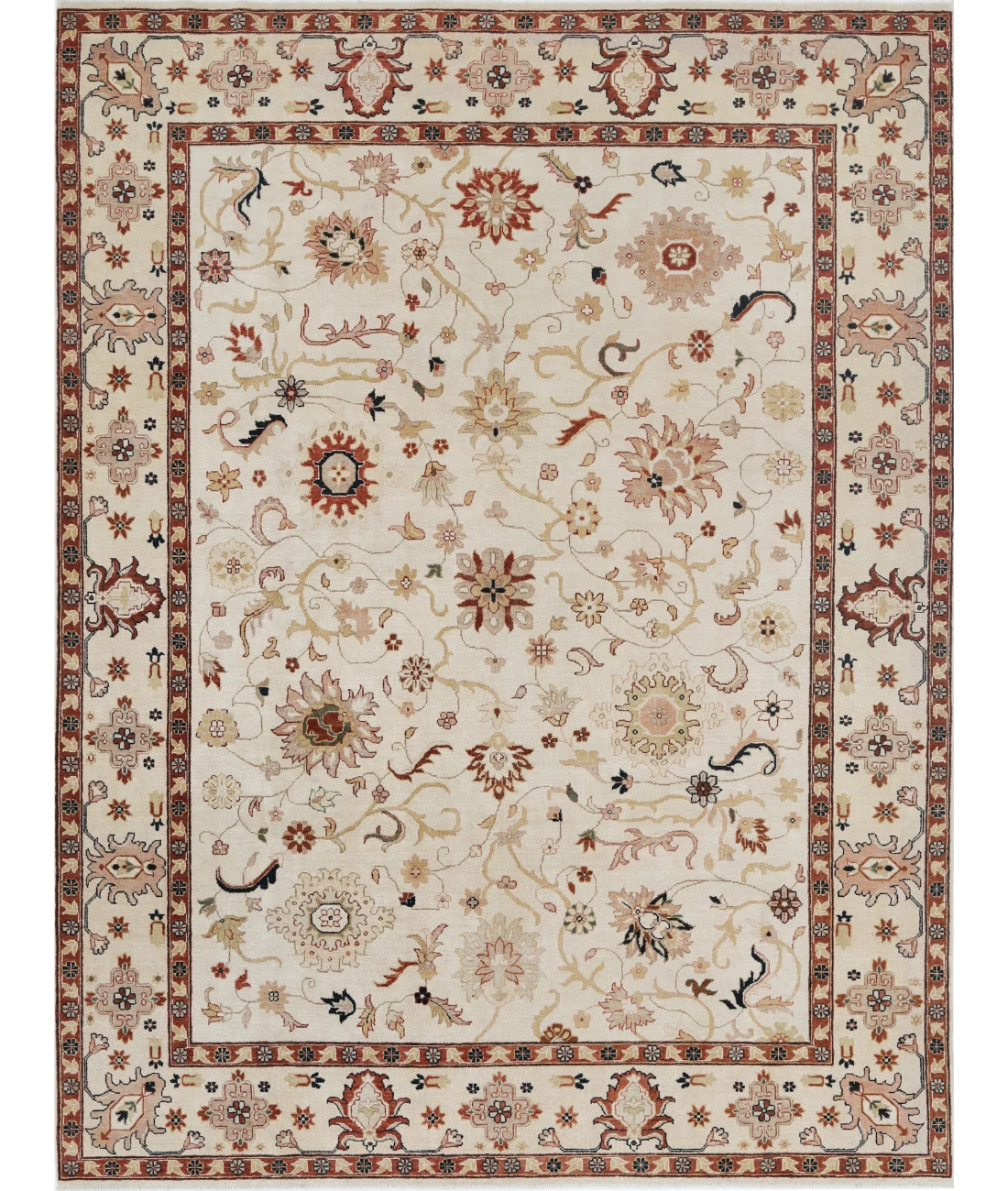 Hand Knotted Ziegler Wool Rug 9' 0" X 11' 11" 9' 0" X 11' 11" (274 X 363) / Ivory / Ivory