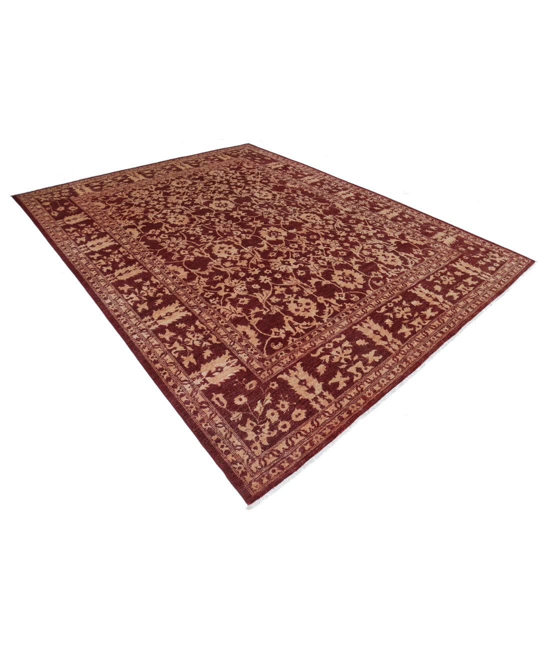 Hand Knotted Ziegler Wool Rug 9' 1" X 11' 8" 9' 1" X 11' 8" (277 X 356) / Red / Orange