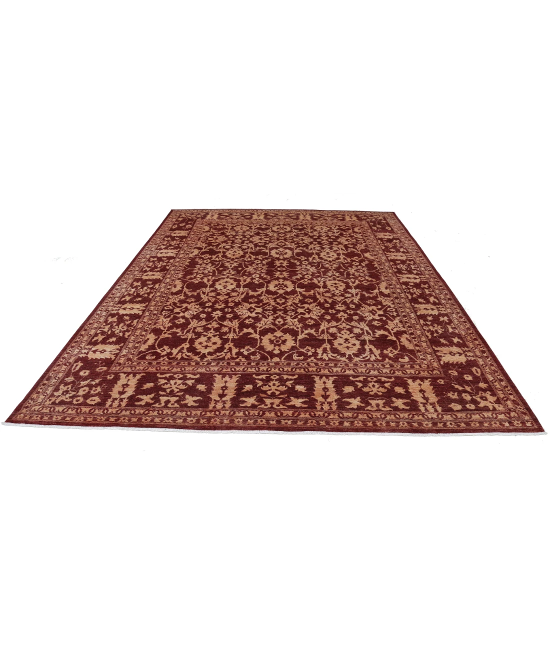 Hand Knotted Ziegler Wool Rug 9' 1" X 11' 8" 9' 1" X 11' 8" (277 X 356) / Red / Orange