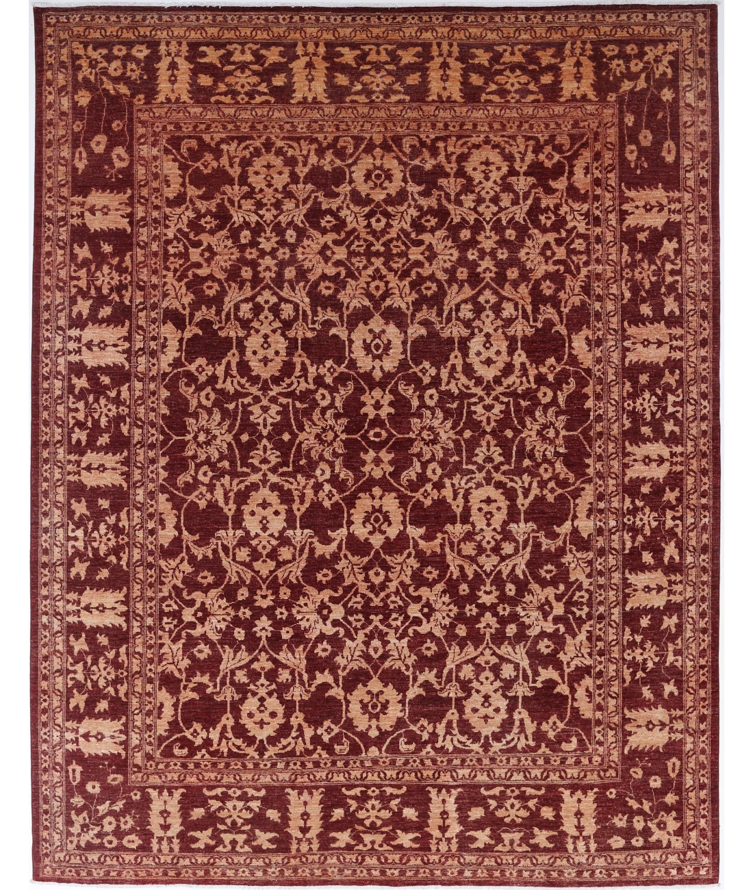 Hand Knotted Ziegler Wool Rug 9' 1" X 11' 8" 9' 1" X 11' 8" (277 X 356) / Red / Orange