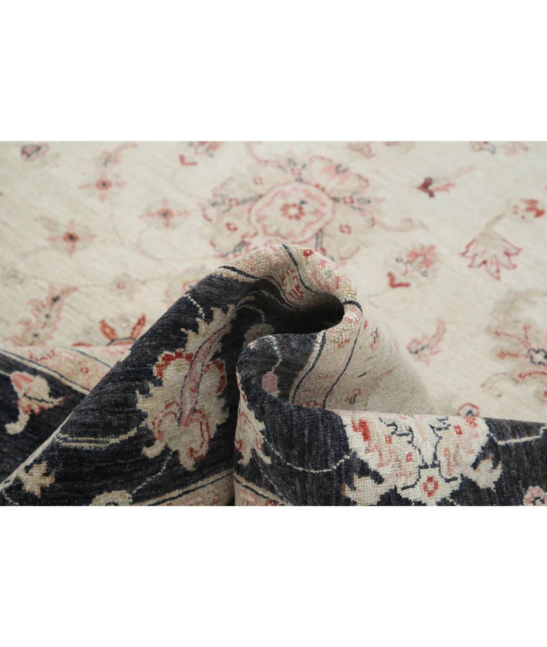 Hand Knotted Ziegler Wool Rug 8' 10" X 12' 0" 8' 10" X 12' 0" (269 X 366) / Ivory / Black