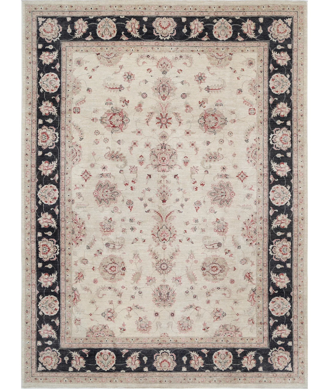 Hand Knotted Ziegler Wool Rug 8' 10" X 12' 0" 8' 10" X 12' 0" (269 X 366) / Ivory / Black