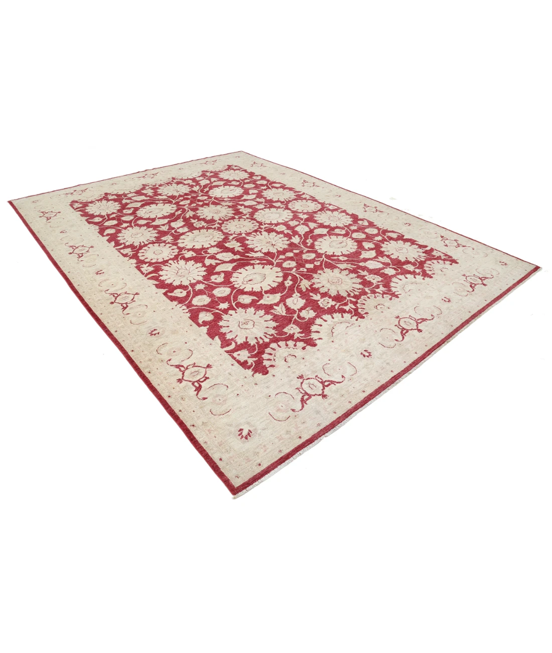 Hand Knotted Ziegler Wool Rug 9' 0" X 11' 11" 9' 0" X 11' 11" (274 X 363) / Ivory / Red