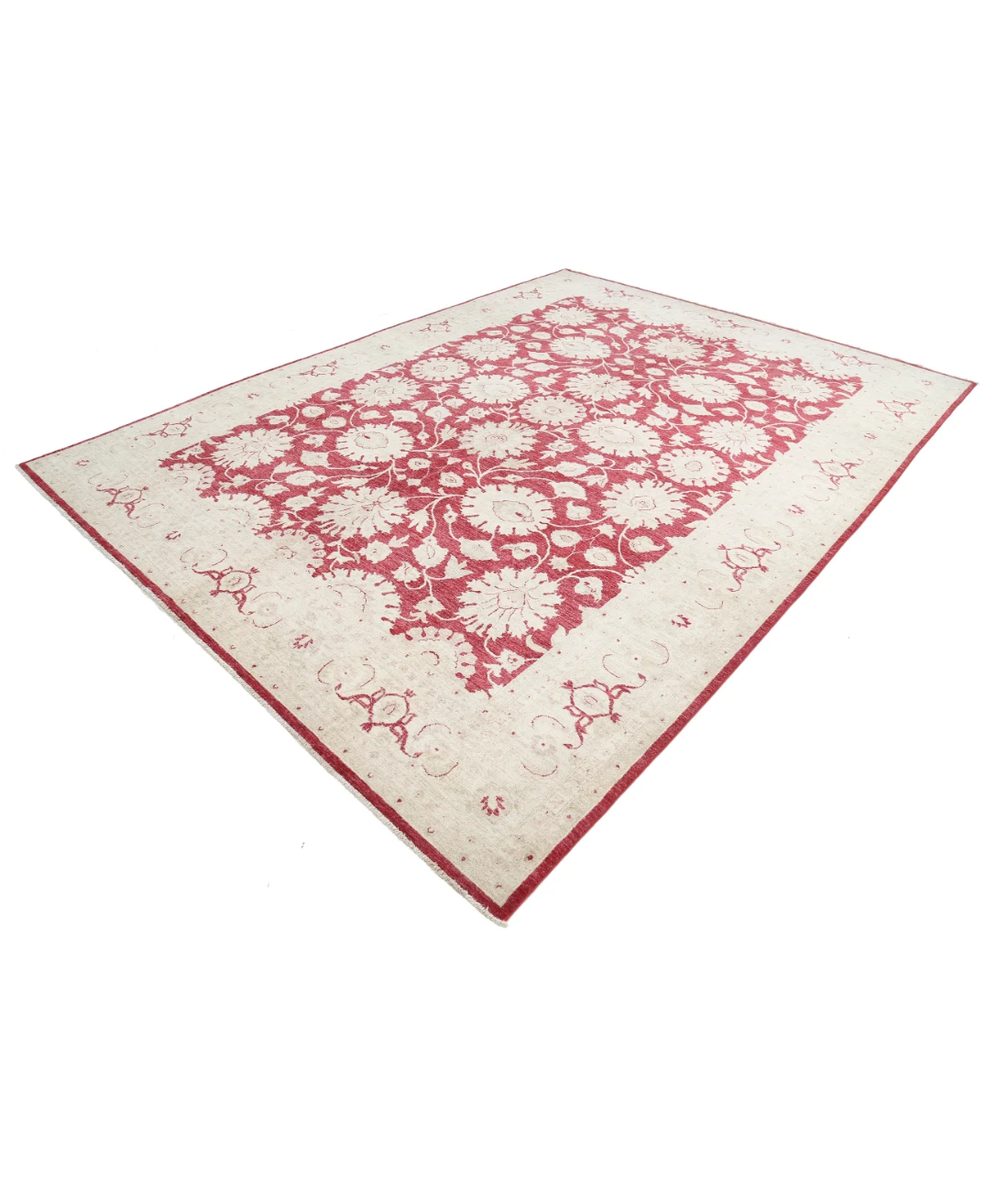 Hand Knotted Ziegler Wool Rug 9' 0" X 11' 11" 9' 0" X 11' 11" (274 X 363) / Ivory / Red