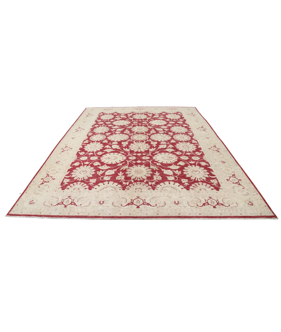 Hand Knotted Ziegler Wool Rug 9' 0" X 11' 11" 9' 0" X 11' 11" (274 X 363) / Ivory / Red