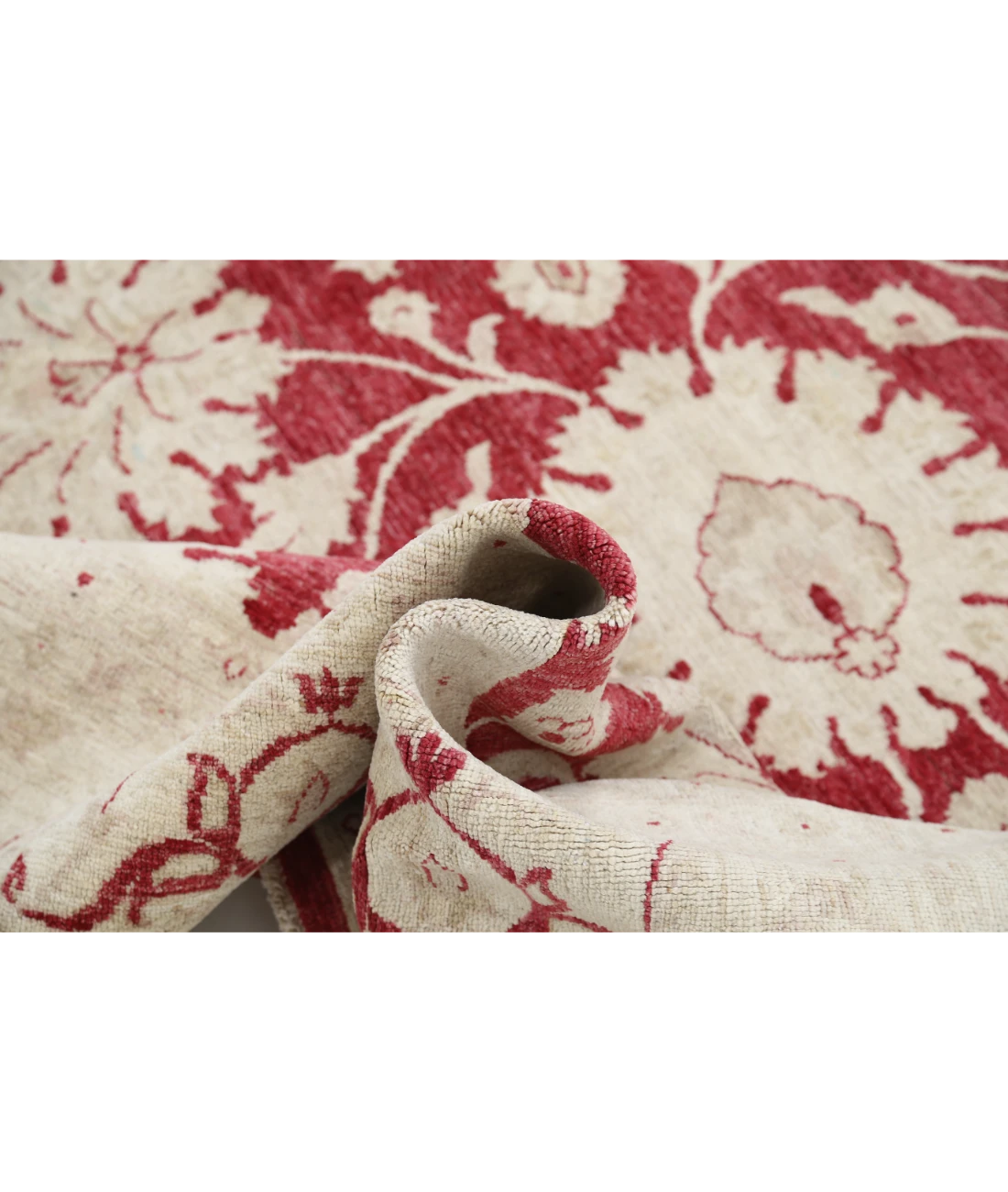 Hand Knotted Ziegler Wool Rug 9' 0" X 11' 11" 9' 0" X 11' 11" (274 X 363) / Ivory / Red