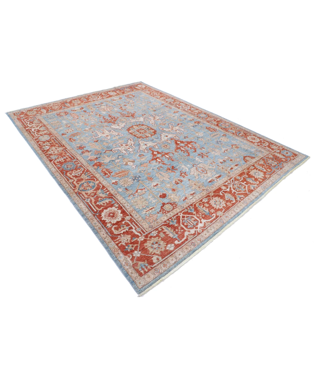 Hand Knotted Ziegler Wool Rug 7' 10" X 10' 2" 7' 10" X 10' 2" (239 X 310) / Blue / Red
